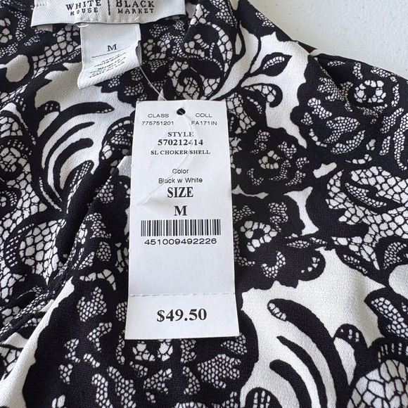 White House Black Market Choker Top NWT Size M Sleeveless Goth Floral Office - Picture 11 of 14